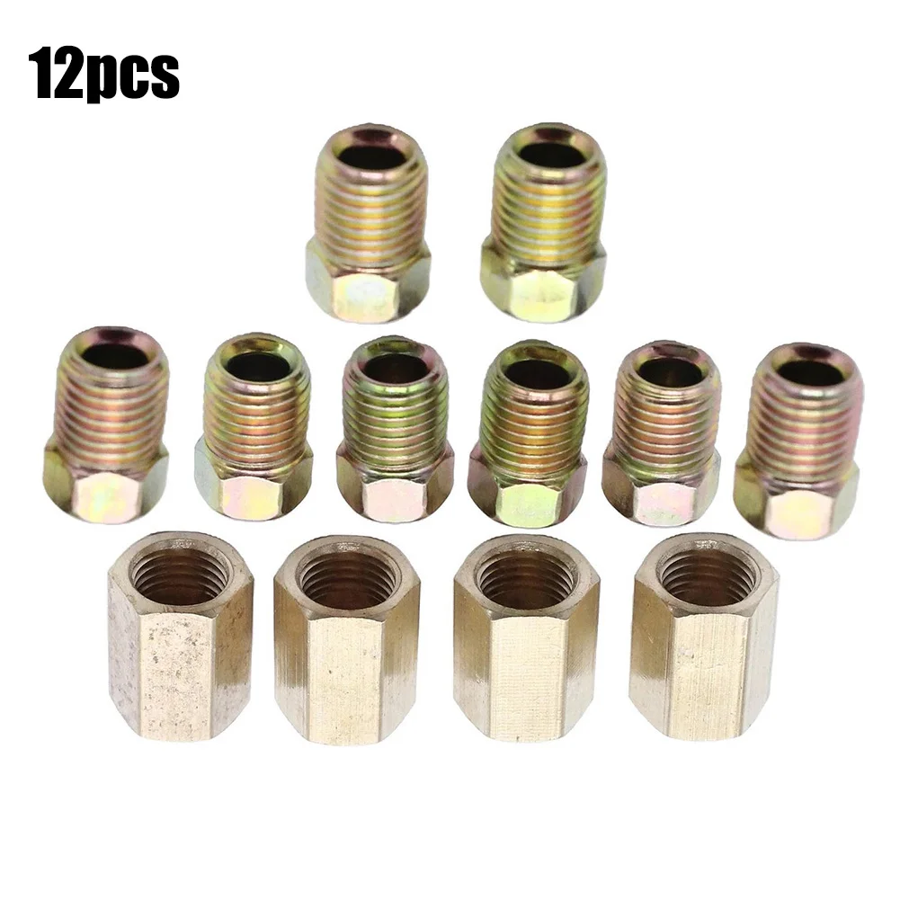 

12pcs/set 3/8inch-24 Threads Brake Pipe Screw Nuts For 3/16\\\" Metric Braking Tubes Auto Replacement Accessories