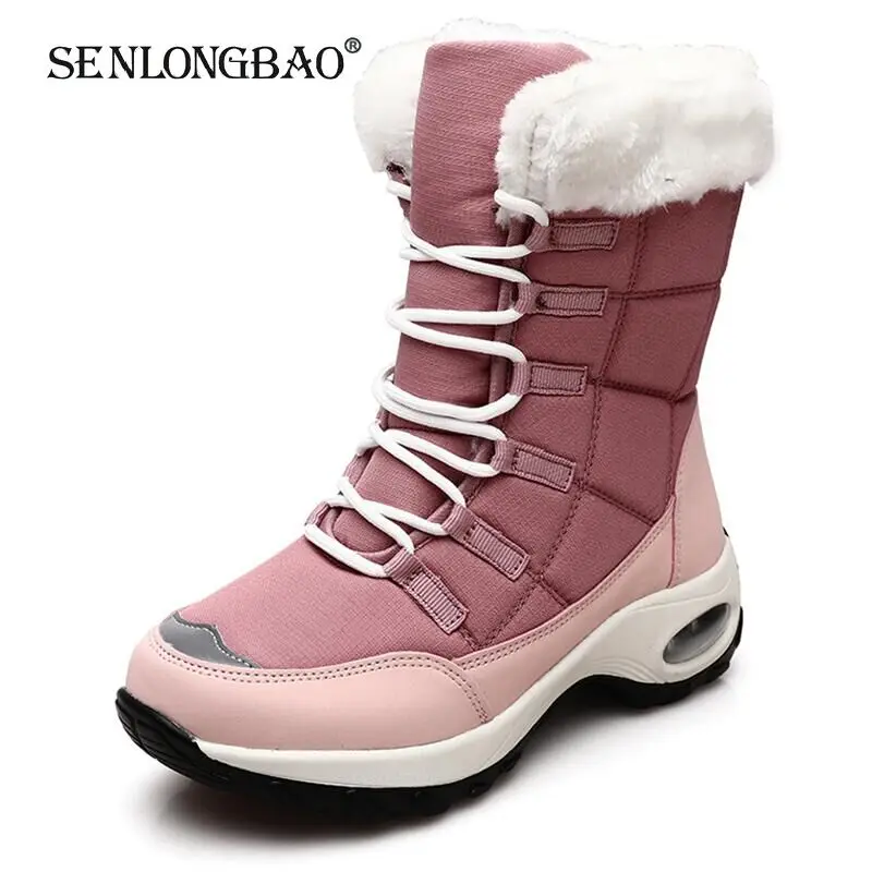 

New Winter Women Boots High Quality Warm Snow Boots Lace-up Comfortable Ankle Boots Outdoor Waterproof Hiking Boots Size 36-42