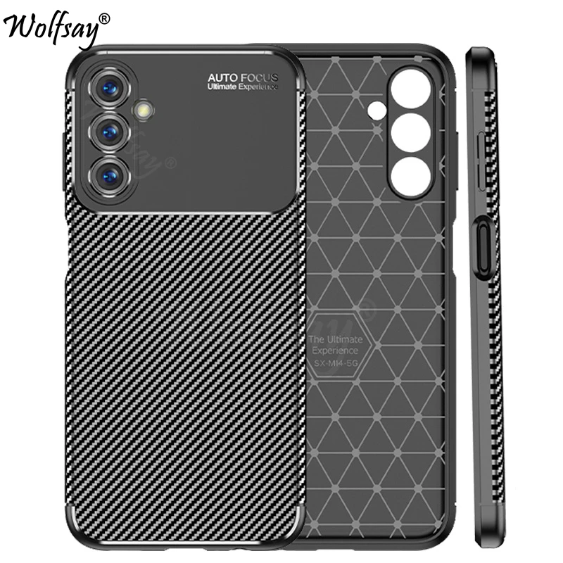 

For Samsung Galaxy M14 Case Bumper Anti-knock Soft Silicone Carbon Fiber Cover For Samsung M14 Case For Samsung M14 5G 6.6 inch