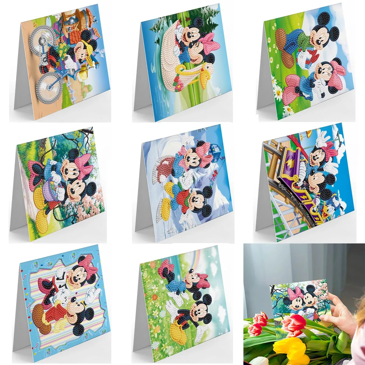 

Disney Cartoon Mickey Minnie Greeting Card Diy Diamond Painting Card 5d Diamond Painting Mosaic Hand Art Thank You Greeting Card