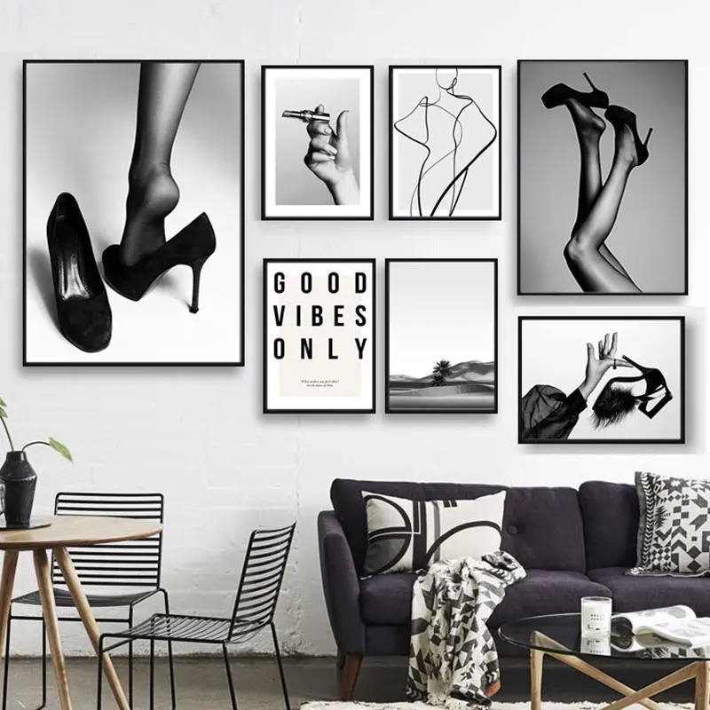 

Black And White Dating Beauty Poster And Prints Sexy Woman Canvas Painting Living Room Girls Bedroom Home Decor Wall Art Picture