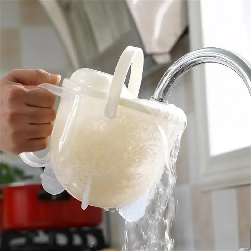 

1PCS Hot Sales Plastic Washing Rice Bean Sieve Hands-free Kitchen Quick Rice Cleaning Tool Portable Machine Washing Rice Sieve