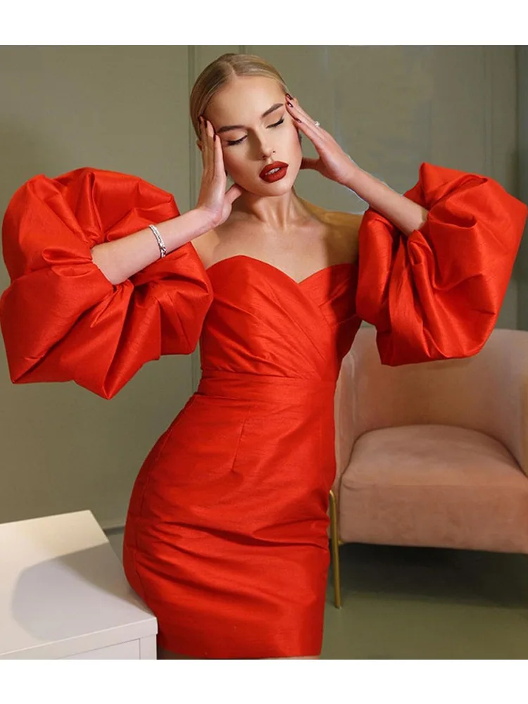 

2023 summer fashion New Women's Bubble sleeved bra dress Sexy High waisted hip wrap short skirt Party Prom Dresses for Women