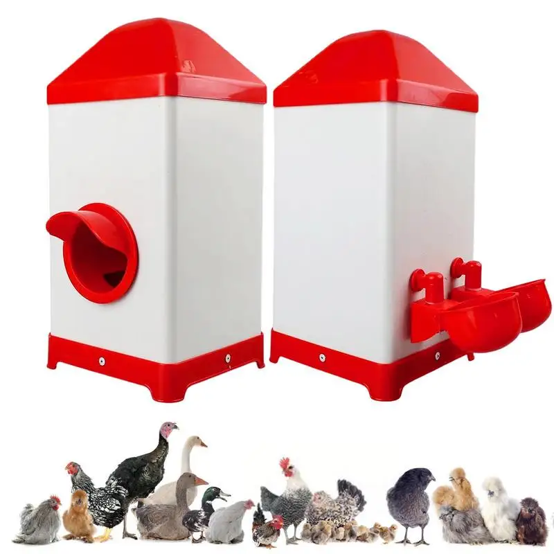 

Automatic Chicken Feeder And Waterer Set Poultry Feeder And Drinker For Chicks Rain Proof Poultry Food Feeder Automatic Chick