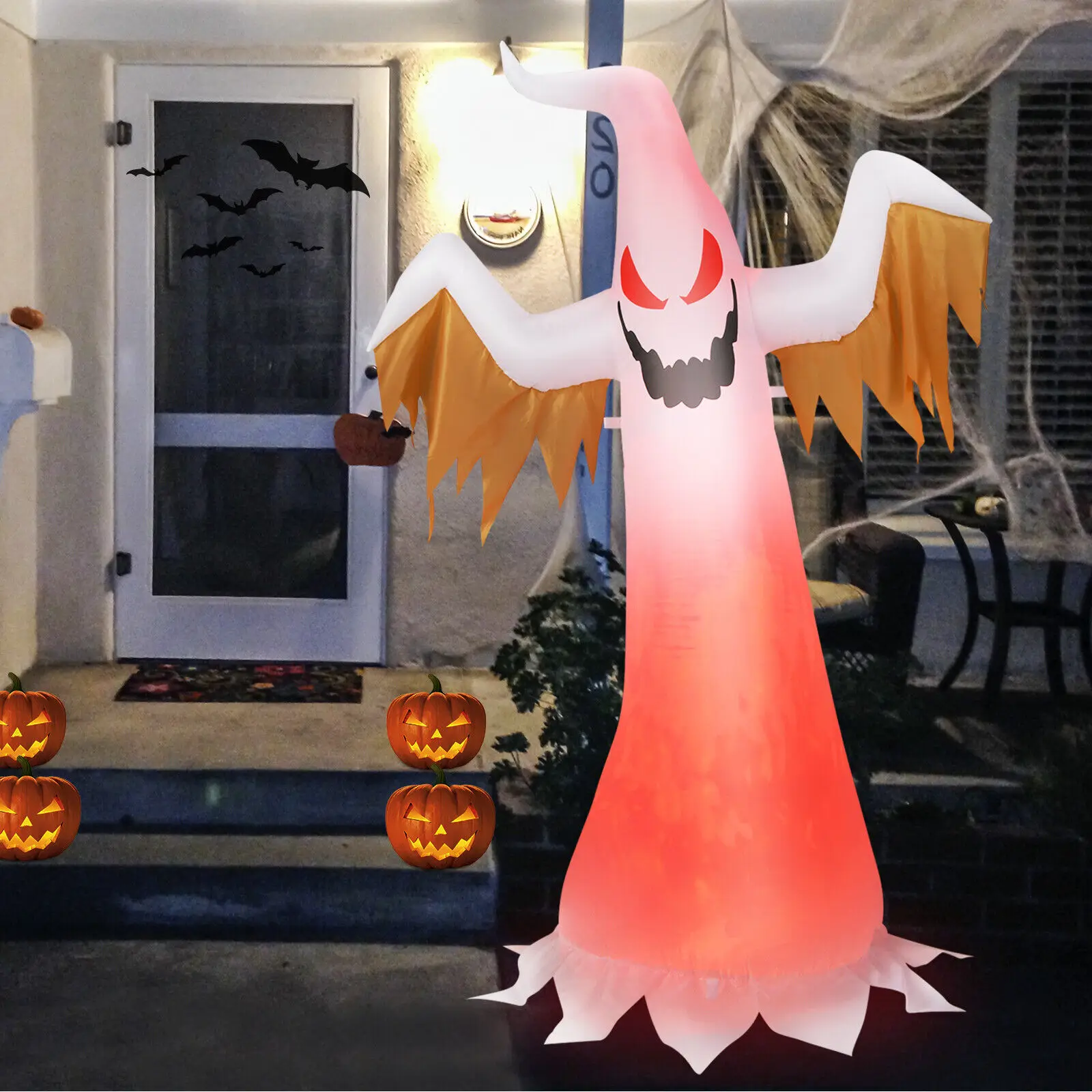 

Надувной призрак на Хэллоуин Costway, 6 футов, быстро выдувается, декор на Хэллоуин с красными светодиодами