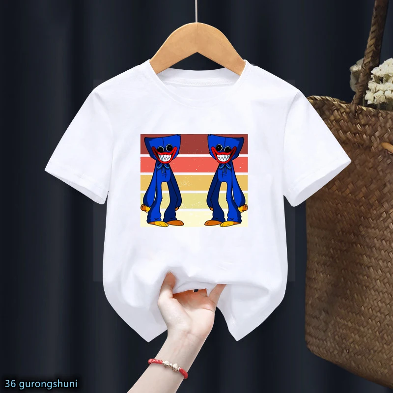

Fashion Boys T-Shirt Funny Huggy Wuggy Horror Toy Poppy Playtime Print Girls T Shirt Fashion Children Tshirts Top2-14 Years Old