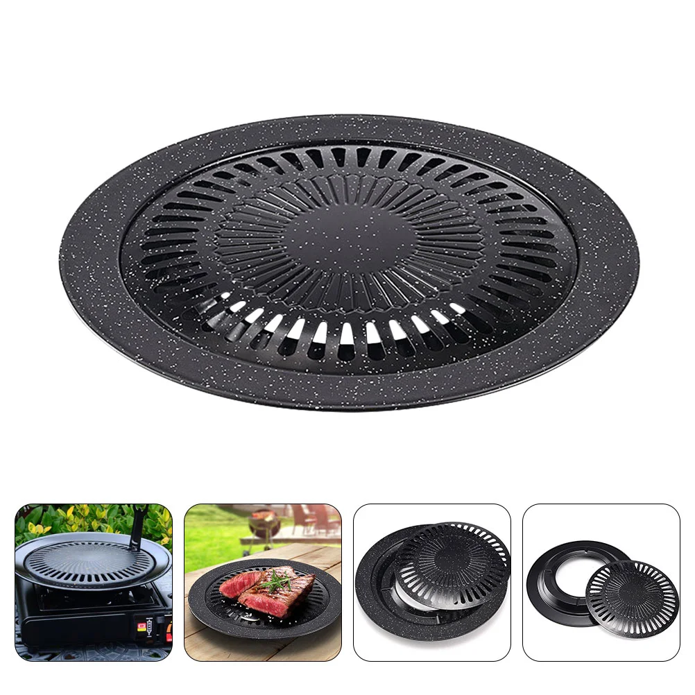 

Pan Grill Bbq Korean Plate Stovetop Barbecue Non Stick Grilled Steak Picnic Fry Kitchen Indoor Outdoor Household Iron Round