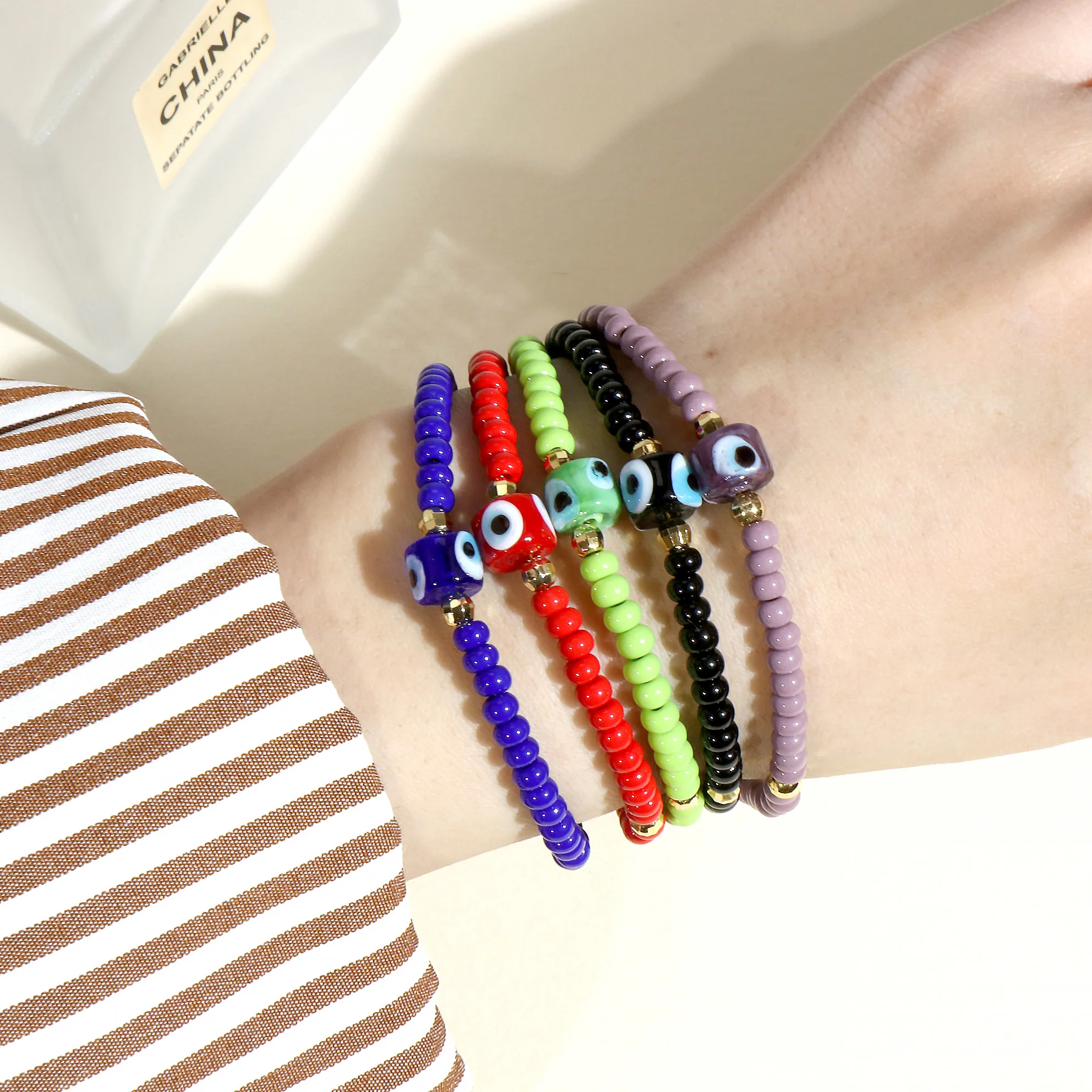 

6*8MM Devil Eye Glass Beads Bracelet For Women Multicolor Handmade Summer Beach Bracelet Accessories Party Gifts For Women Girls