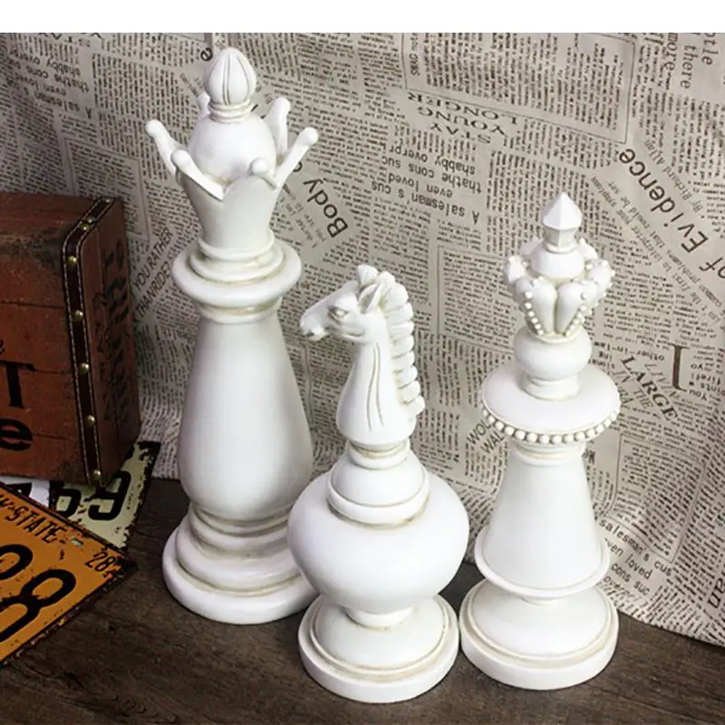 Фото Набор из 3 фигурок шахматных королей, декоративные элементы в скандинавском стиле, современное украшение для дома и кабинета, настольный декор из смолы №3
