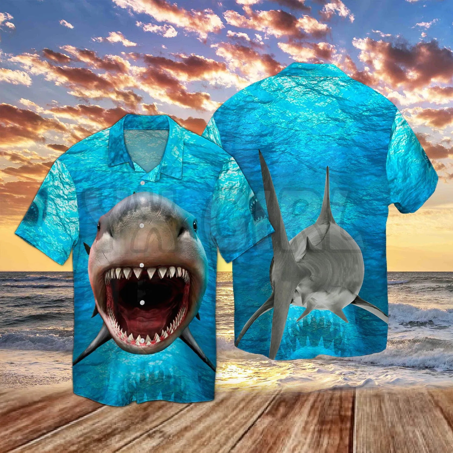 Summer Funny Shark Hawaii Shirt  3D All Over Printed Hawaiian Shirt Men's For Women's Harajuku Casual Shirt Unisex