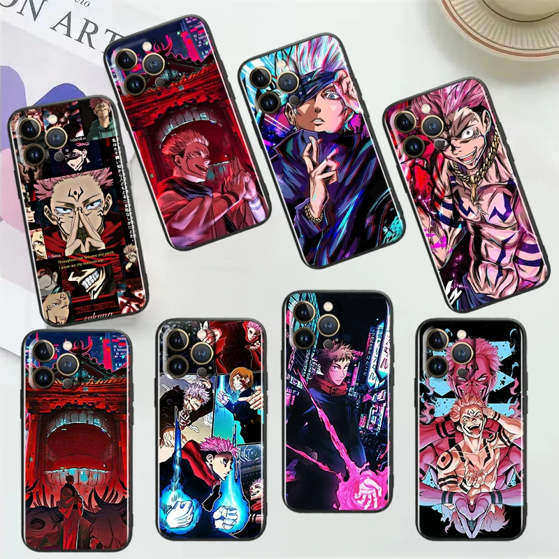 

Anime Jujutsu Kaisen For Apple iPhone 14 13 12 11 Mini XS XR X Pro MAX 8 7 Plus SE 2020 Black Phone Case Cover