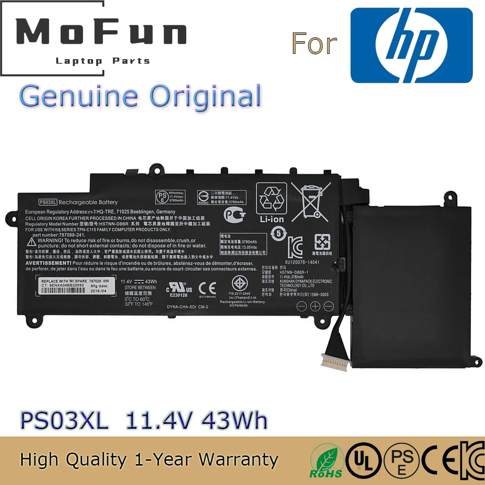 Новый оригинальный аккумулятор PS03XL для ноутбука HP Pavilion X360 Stream 11-P 11-P000