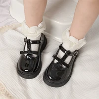 kids girls non slip rubber sole casual shoes shiny leather chaussures plates casual children cover heel outdoor flats