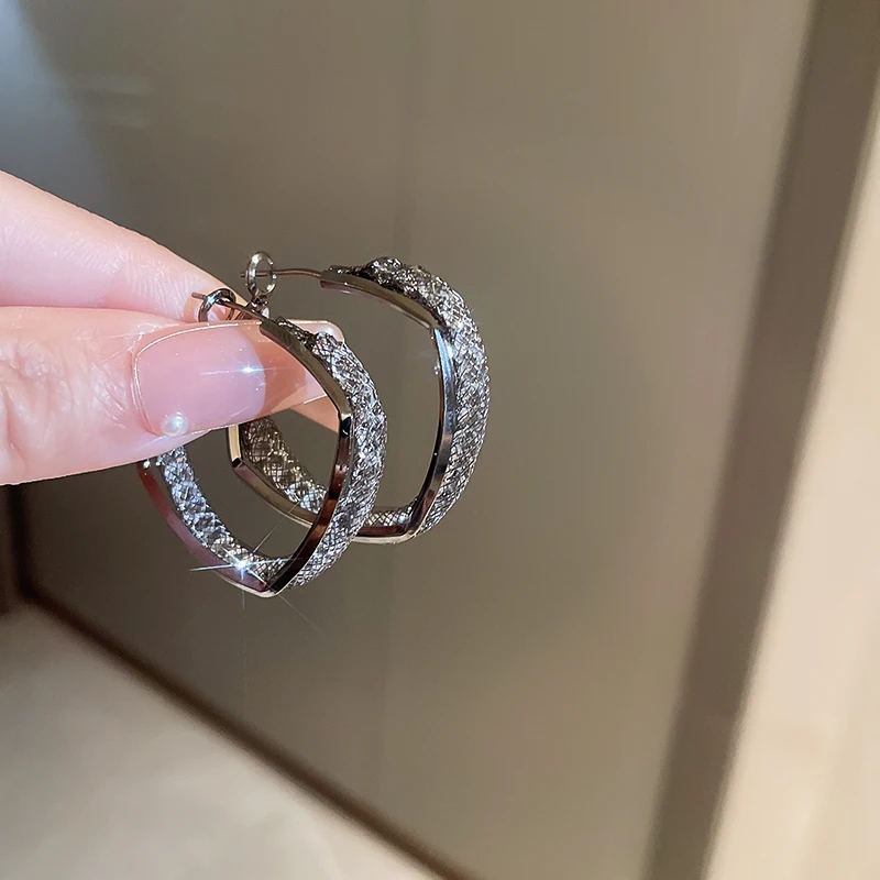 

DREJEW Full Sparkling Zircon Double Round Hoop Earring Classical Geometric Circle Ear Rings for Women Girls Stylish Holiday Gift