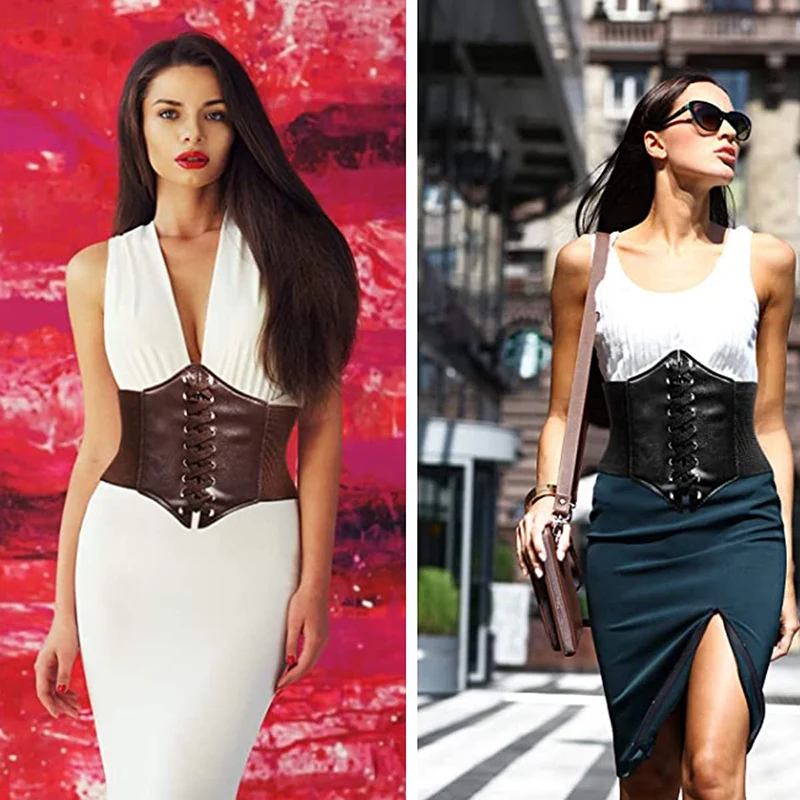

Ladies Wide Belt Elastic Vintage Leather Wide Belts Fashion Waistband Women's Belt Waist Seal Belt Clothing Accessories