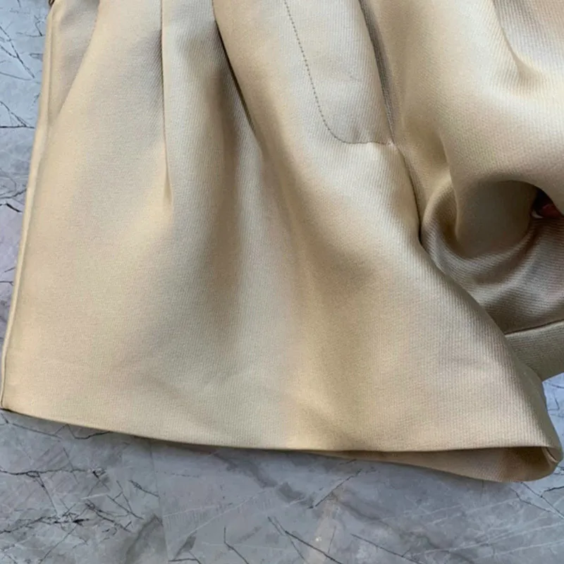 Khaki Shorts Women's Clothing Summer Thin High Waist Wide-Leg Casual Pants Cold Style High-Grade Short Pants Soft Booty Shorts