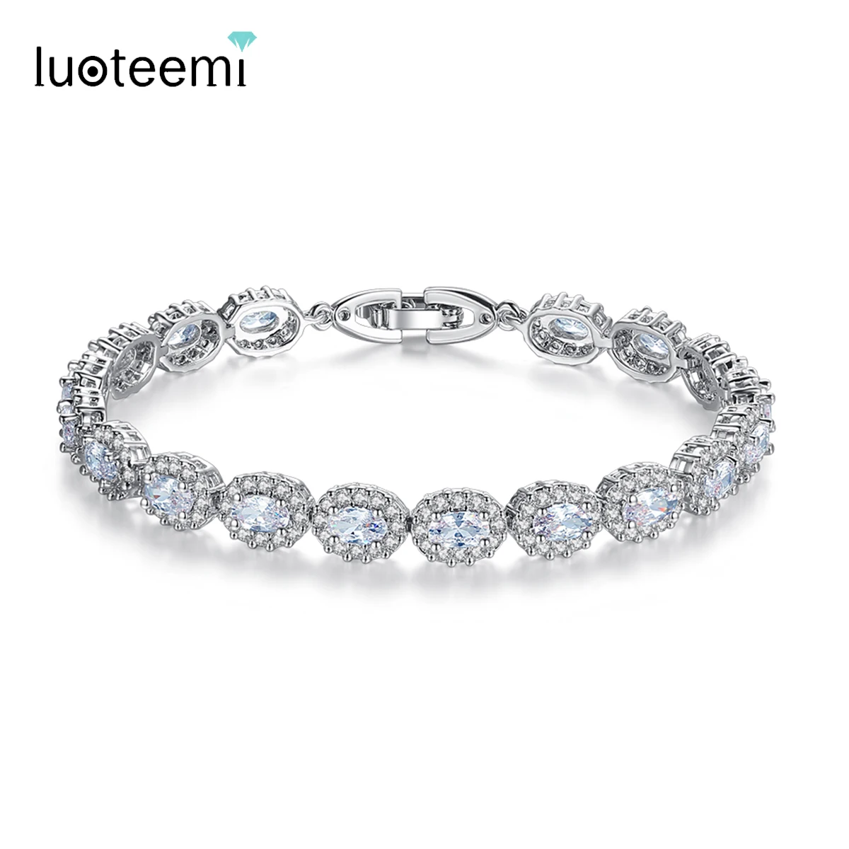 

LUOTEEMI Brand Fashion Luxury Wedding AAA Cubic Zirconia Bracelet Bangles for Women Vintage White Gold-Color Jewelry Wholesale