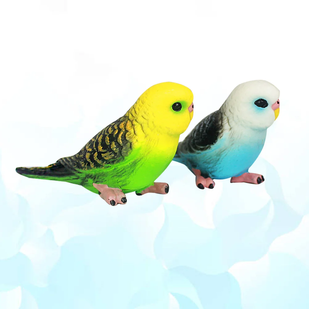

2 Pcs Bird Model Ornament Small Parrot Kids Toy Fluffy Stuffed Animals Outdoor Mini Figure Simulation Child Porristas