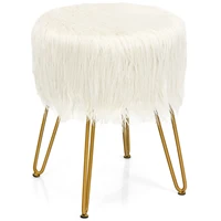 faux fur vanity chair makeup stool furry padded seat round ottoman hw67639