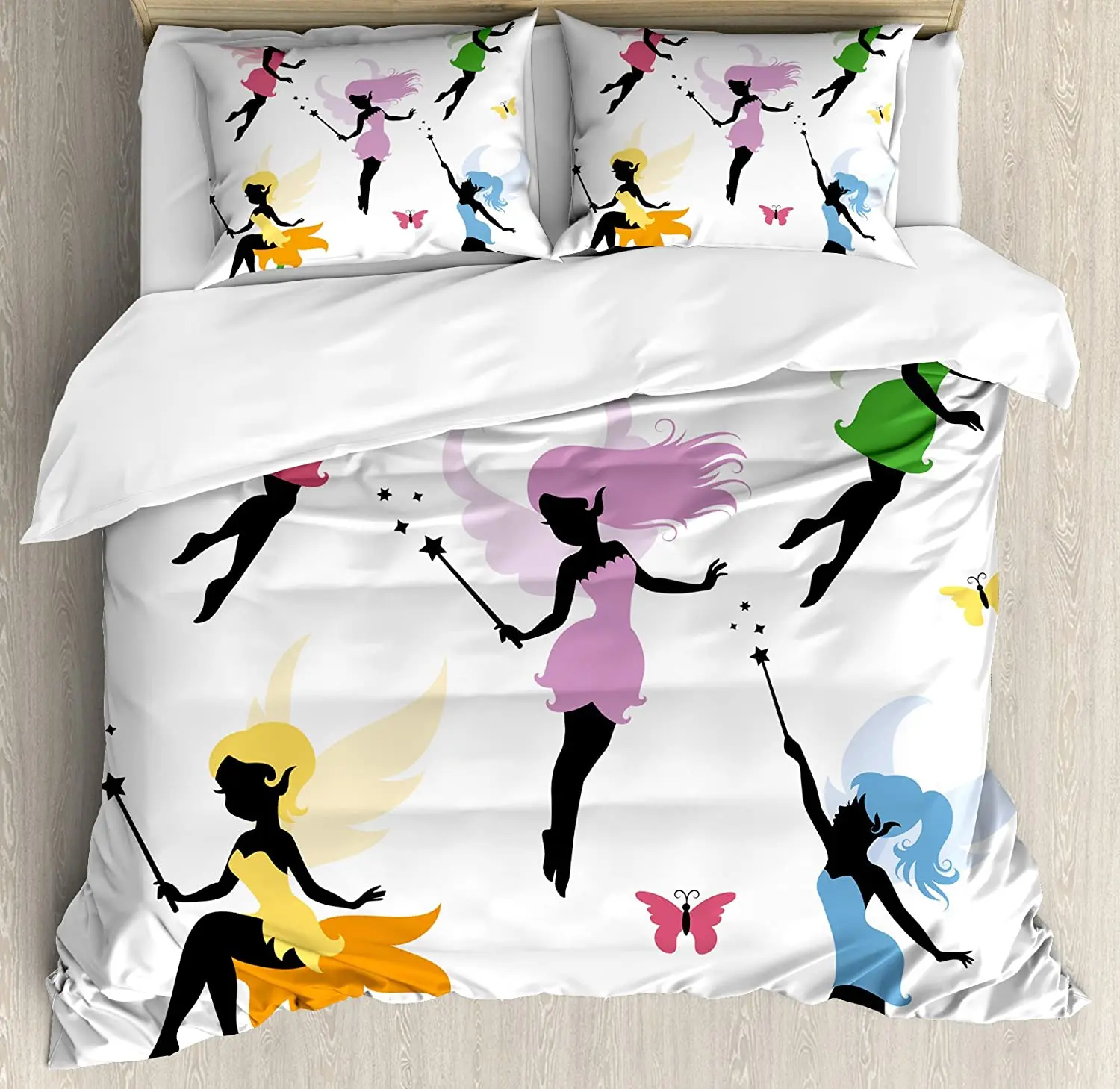 

Fantasy Bedding Set Cute Pixie Spirit Elf Fairies Flying wi 3pcs Duvet Cover Set Bed Set Quilt Cover Pillow Case Comforter Cover