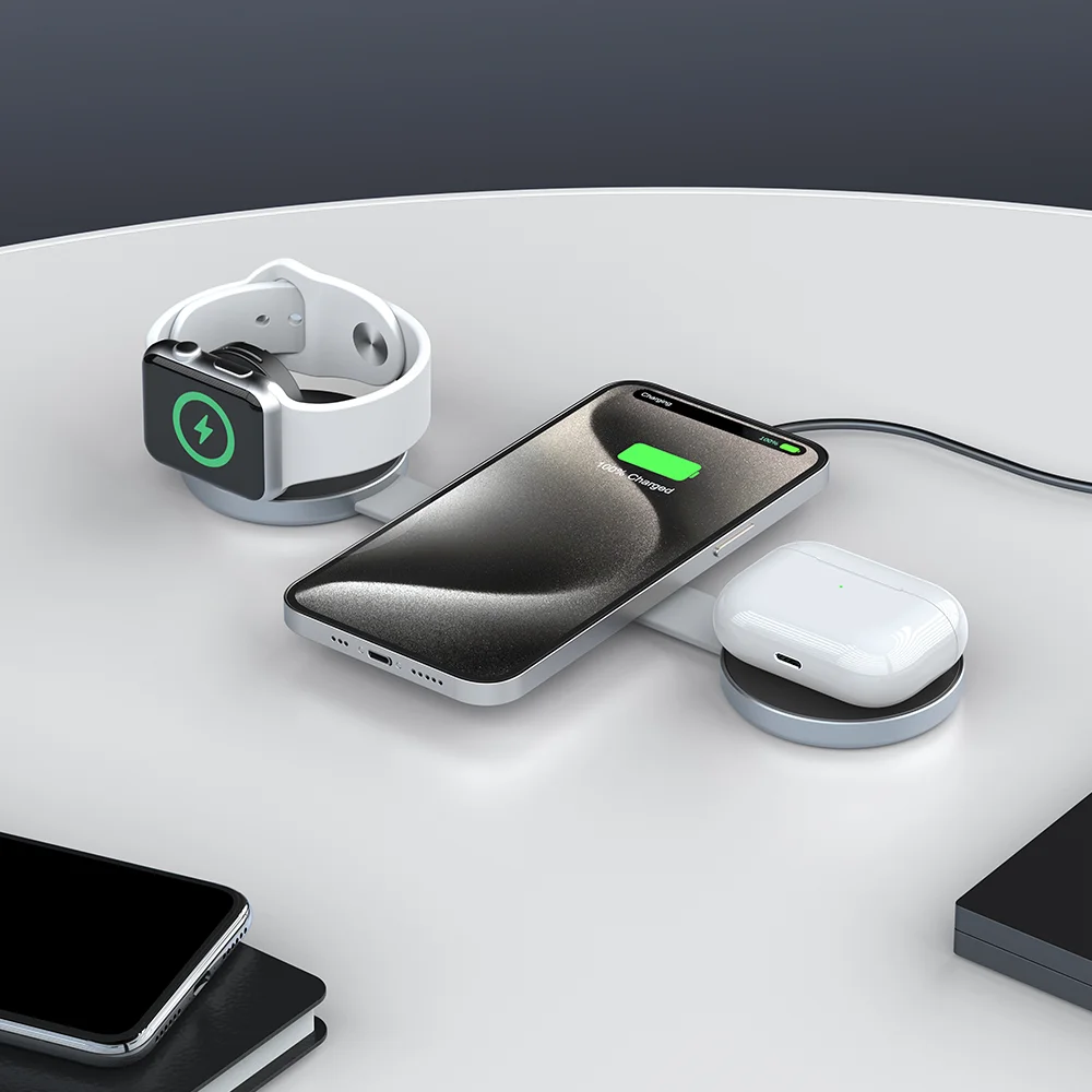 Складная магнитная беспроводная зарядная панель Bonola 3 в 1 портативная док-станция