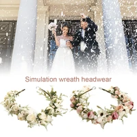 artificial flower wreath bride floral crown simulation flower headband girls garland for wedding festival party decorations