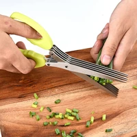 multi layer kitchen multifunctional stainless steel 5 layer green onion scissors leek parsley cutting onion knife shredded paper