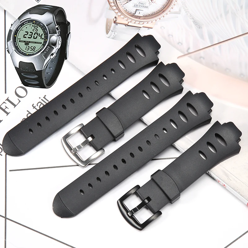Enlarge Rubber Watch Band For Suunto Observer X6 HRM DEC19 P45 Men's Resin Strap Outdoor Sports Waterproof Black Bracelet Accessories