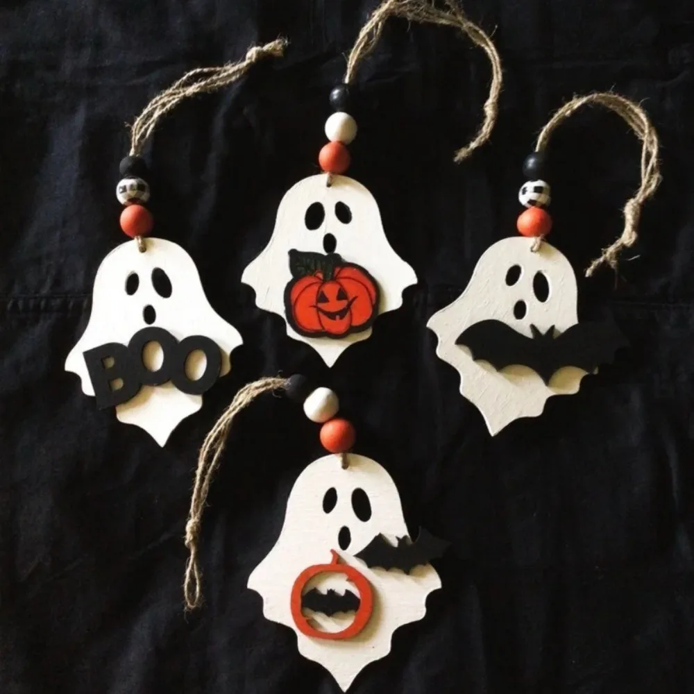 Хэллоуин подвесное украшение бирка милый призрак деревянный подвесной кулон