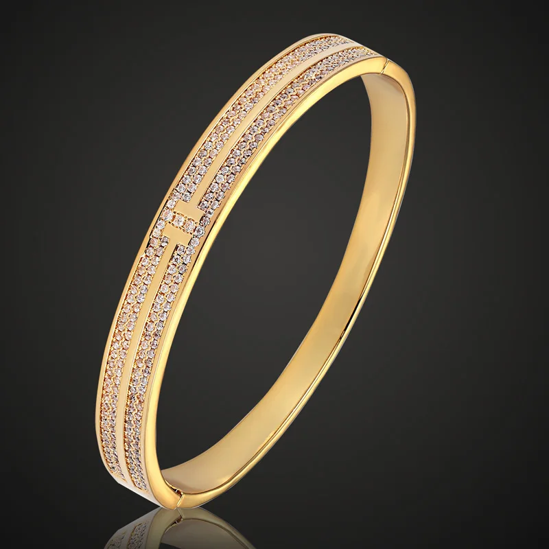 

Zlxgirl Gold And Silver color women wedding bangle of bridal jewelry Woman's size Copper bracelet & bangle free shipping
