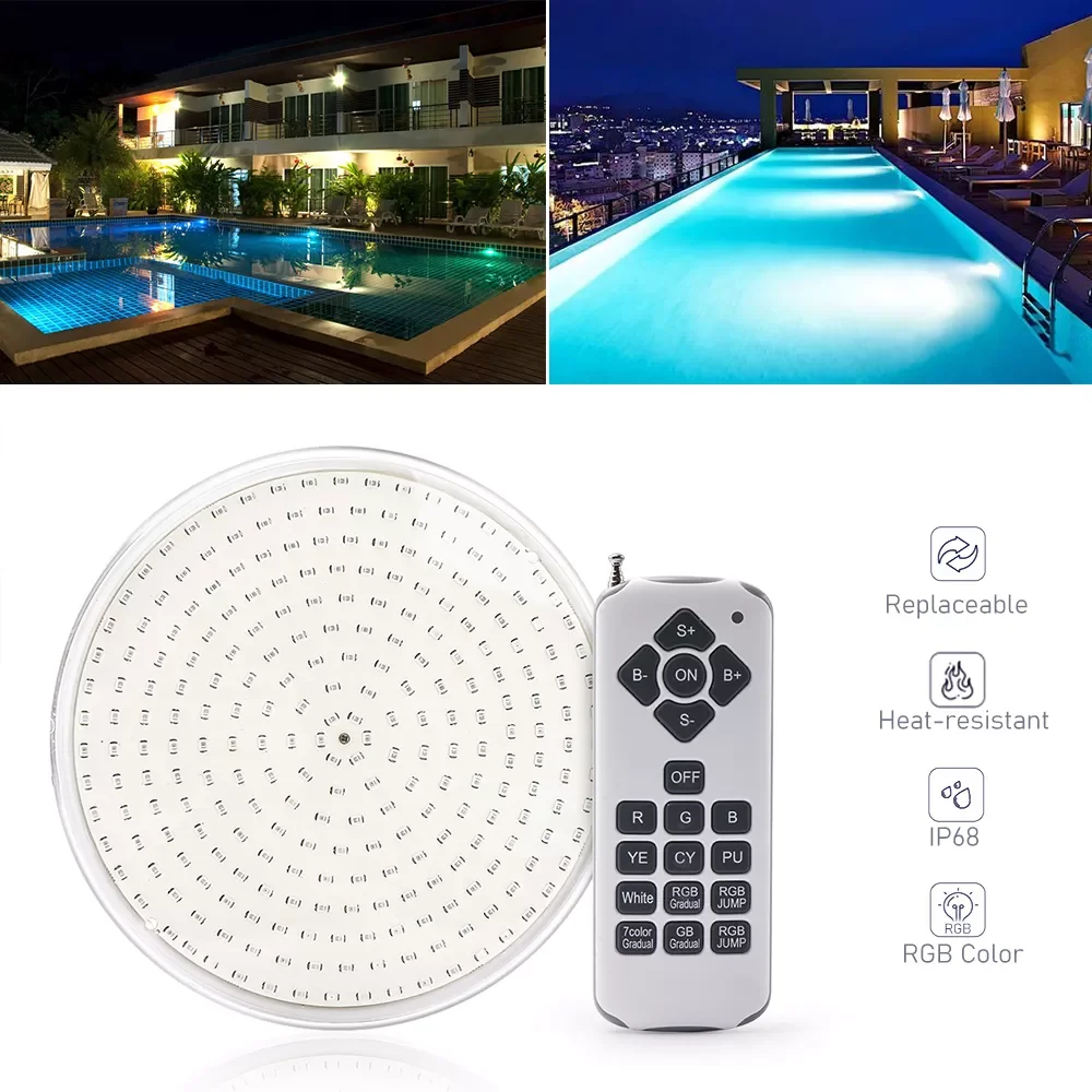 

NEW IN 18W 35W LED Pool Light Par56 Swimming Underwater Light Resin Plastic RGB/Warm/White 12V IP68 Waterproof Pond Luz Piscina