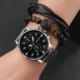 3 Pcs Men's Bracelet Watch Gift Box Silver Stainless Steel Strap Vintage Bracelets Fashion Quartz Wristwatch Set for Boyfriend Other Image
