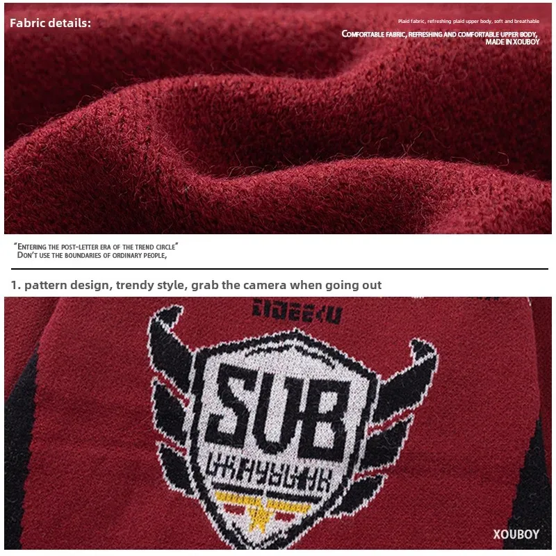 Винтажный модный жаккардовый свитер с v-образным вырезом в американском стиле