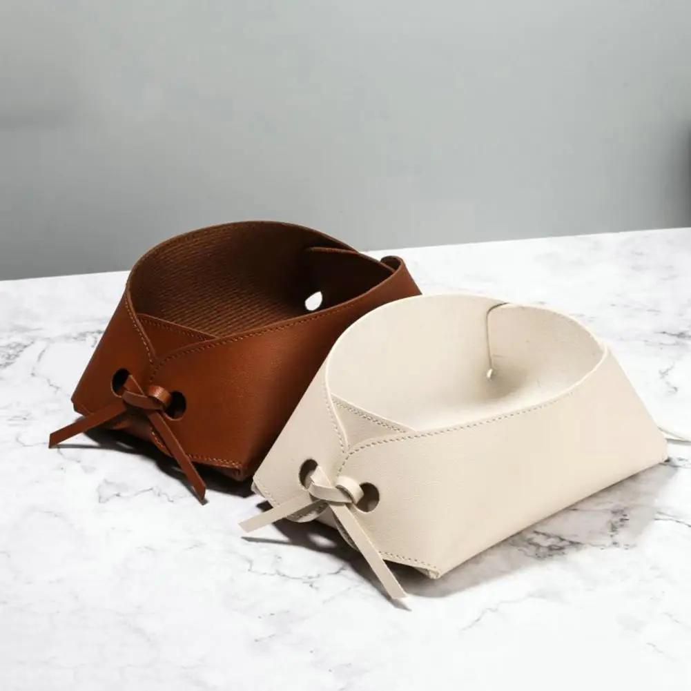 

Storage Tray Convenient Faux Leather Space-saving Home Supplies Storage Bag Storage Organizer