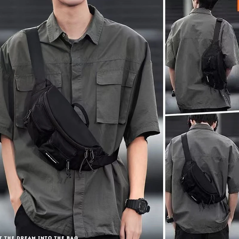 Men's Muti-functional Fashion Crossbody Shoulder Messenger Bag Chest Bag Sports Waist Bag Casual Ins Trendy Small NylonBag