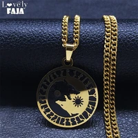 2022 yinyang wolf moon and sun stainless steel pendant necklaces womenmen gold color round statement necklace jewelry nxh454s03
