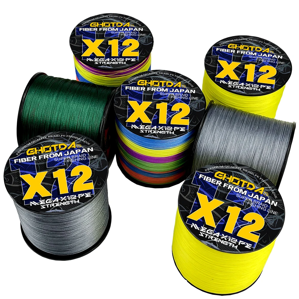 

GHOTDA Super Strong Braided Fishing Line PE 9/12 Strands 300M/500M Wire Carp Fishing Saltwater 20/24/35/40/50/65/80/100/120LBS