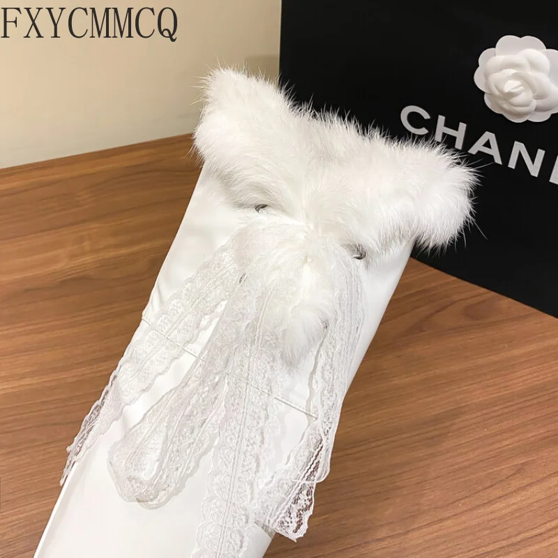 FXYCMMCQ 2022 Autumn/Winter Round Toe High-heeled Thick Velvet Elastic Boots Temperament All-match High-heeled Women's BootsF637