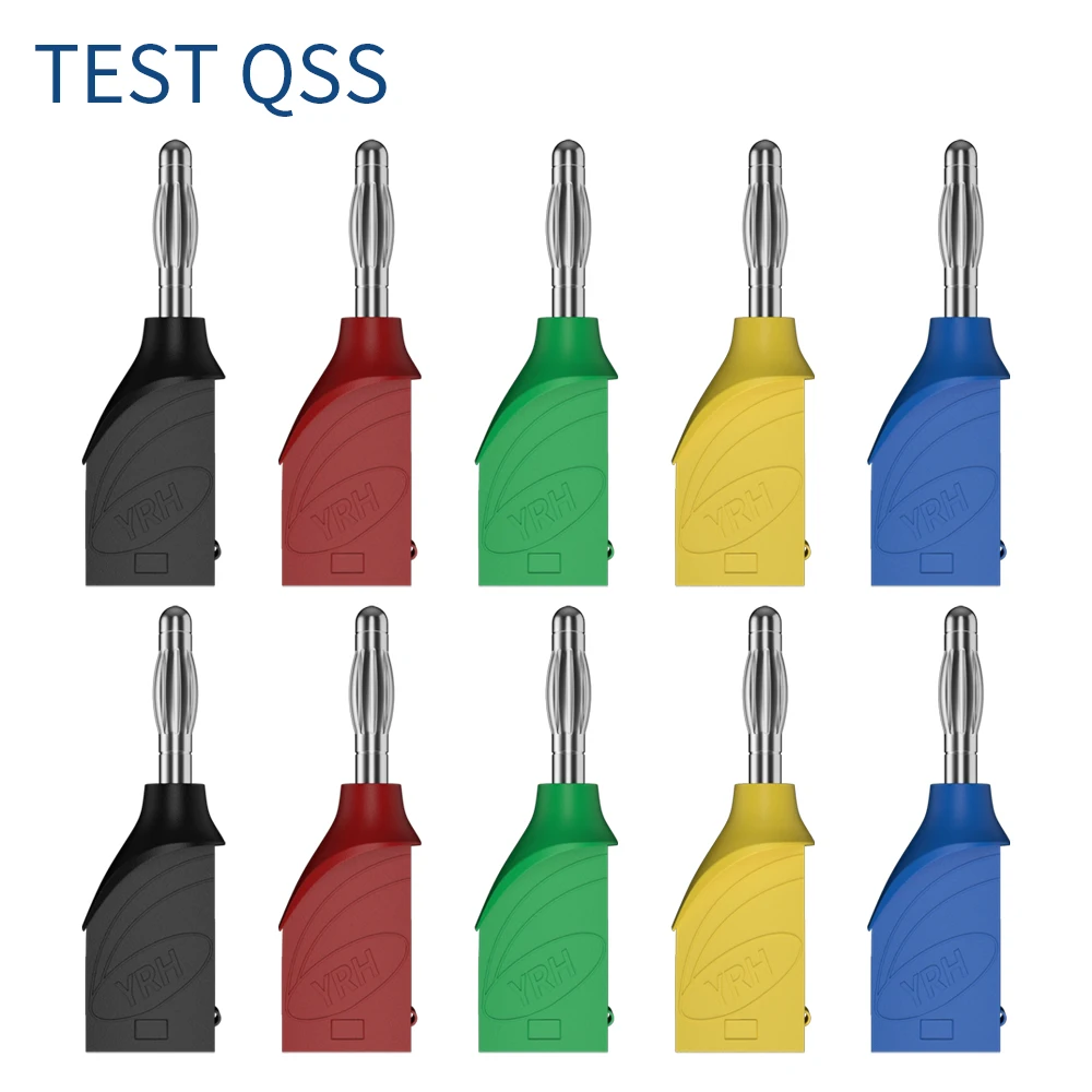 

QSS 10PCS 4MM Stackable Banana Plug Copper Nickel Plated Soldering Electrical Connector DIY Tools Q.10033