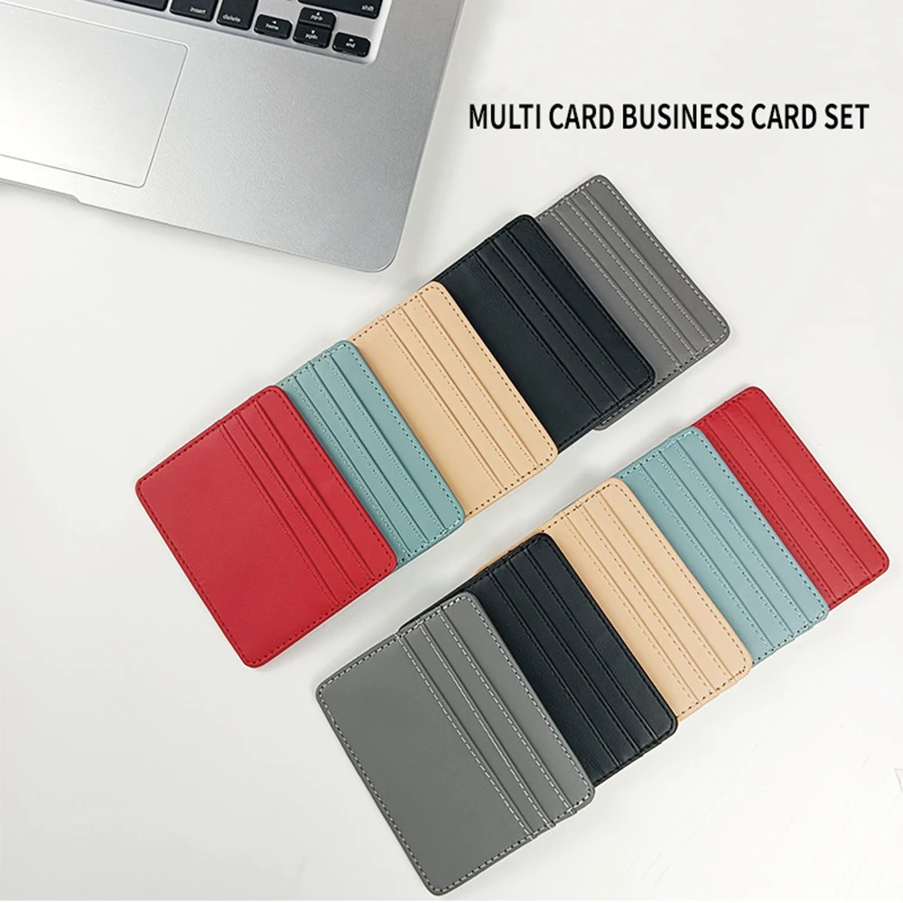 

New 4-Card Multicolor Card Holder Unisex Wallet Slim Pu Leather Credit Card Id Card Cover Protable Container Purse Women Men