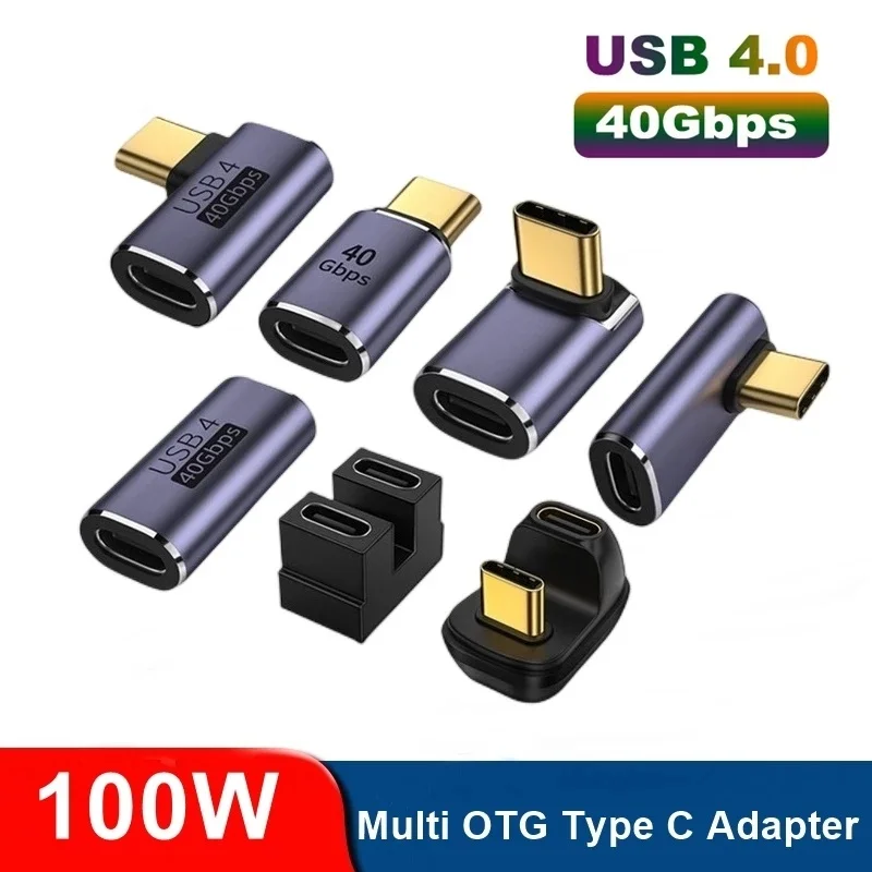

100W Metal USB 4.0 Type C Adapter OTG 40Gbps Fast Data Transfer Tablet USB-C Charging Converter for Phone Macbook Air Pro Laptop