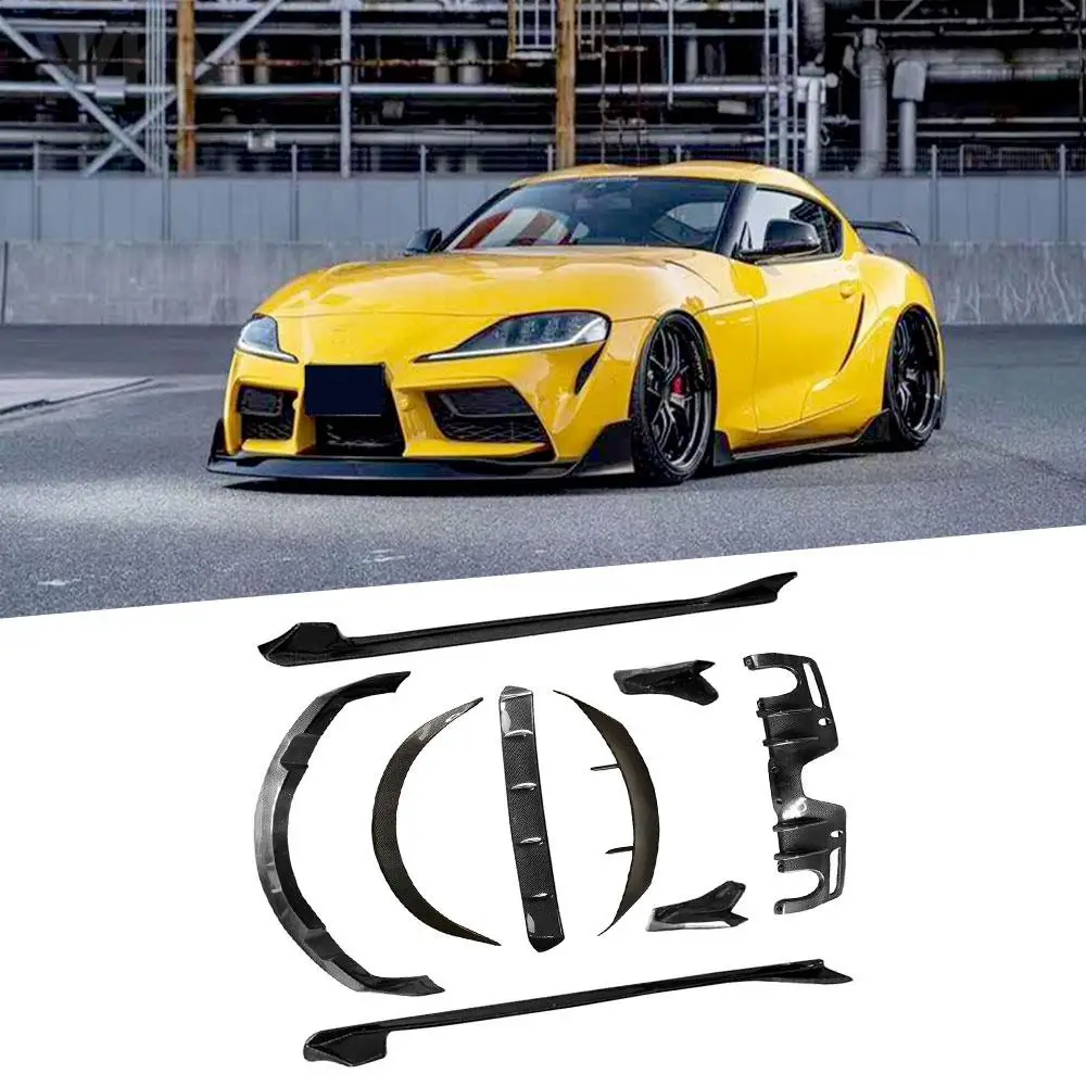 Для Toyota Supra 2019-2020 передние губы из углеродного волокна боковые юбки задний