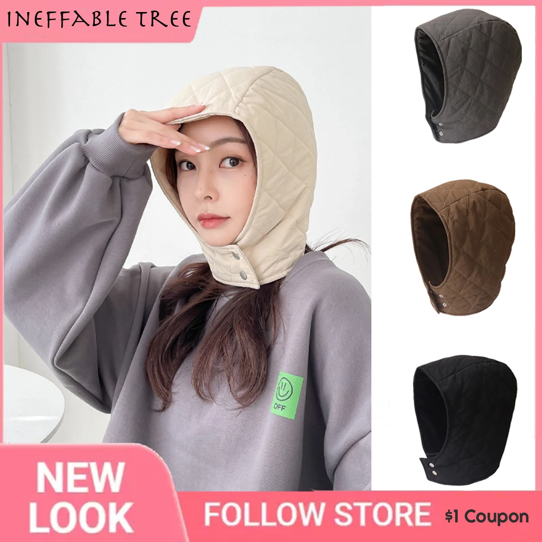 Y2K пуховая Балаклава с ромбовидным узором шапки для женщин зимняя теплая шапка