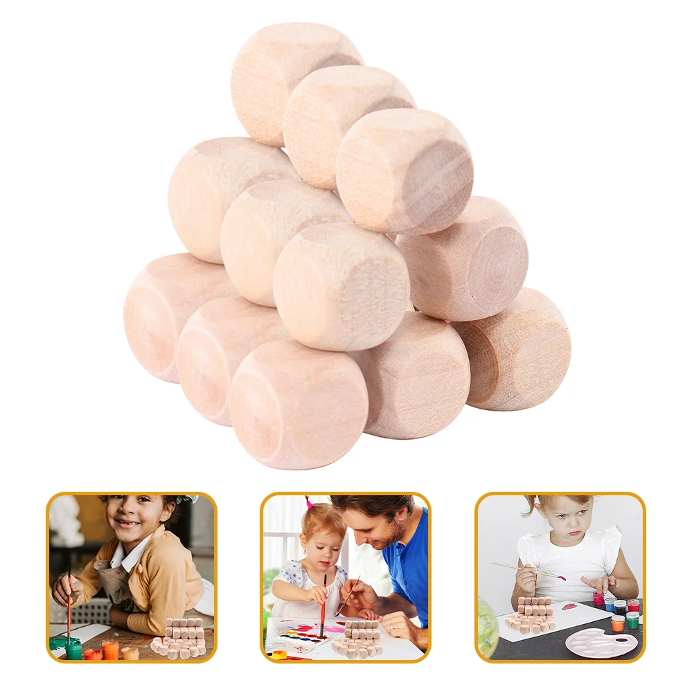 

Blocks Square Wooden Unfinished Dice Cubes Wood Beads Diy Making Puzzles Number Charms Corners Loose Natural Rounded Sided Blank