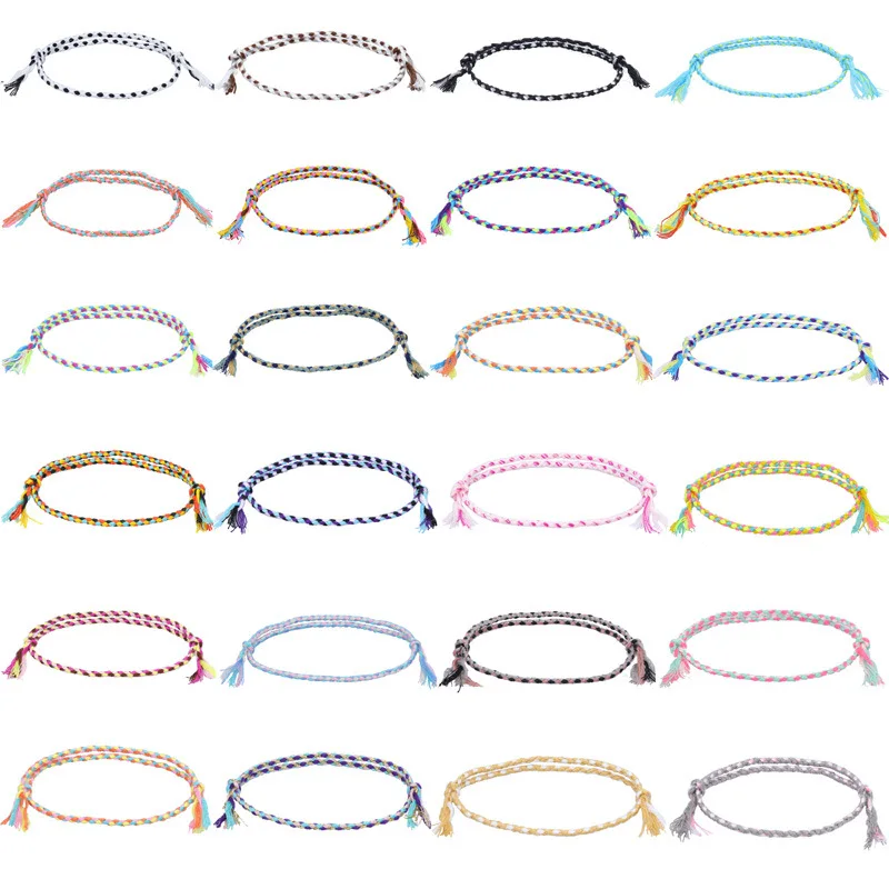 

TAUAM Simple Thin Woven Cotton Rope Lucky Tibetan String Bracelets Pray Yoga Handmade Pure Color Chic Tassel Bracelet Men Women