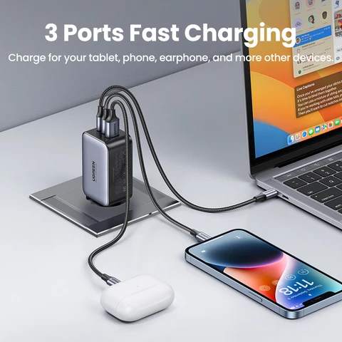 UGREEN 65W GaN зарядное устройство Quick Charge 4,0 3,0 Type C PD USB зарядное устройство для iPhone 12 13 Pro Max быстрое зарядное устройство для ноутбука PD зарядное устройство
