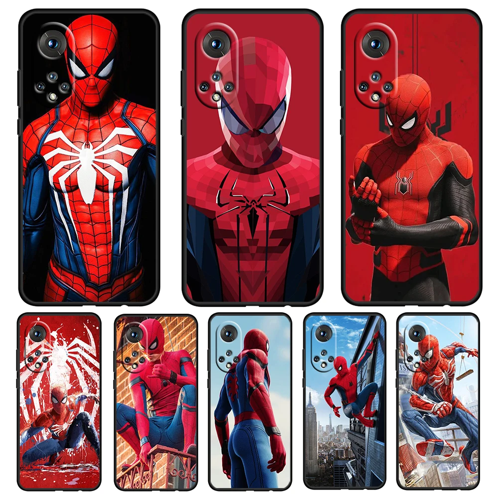 

Marvel Avengers Spider Man Black Phone Case For Honor 70 60 SE 50 X8 X7 X30 X20 20 10 10X 10i 9C 9A 9X 8A 8X Pro Lite Soft Cover