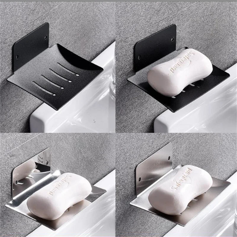 

No drilling soap dish holder wall mounted soap sponge holder for kitchen soap holder bathroom organizer metal soap holder