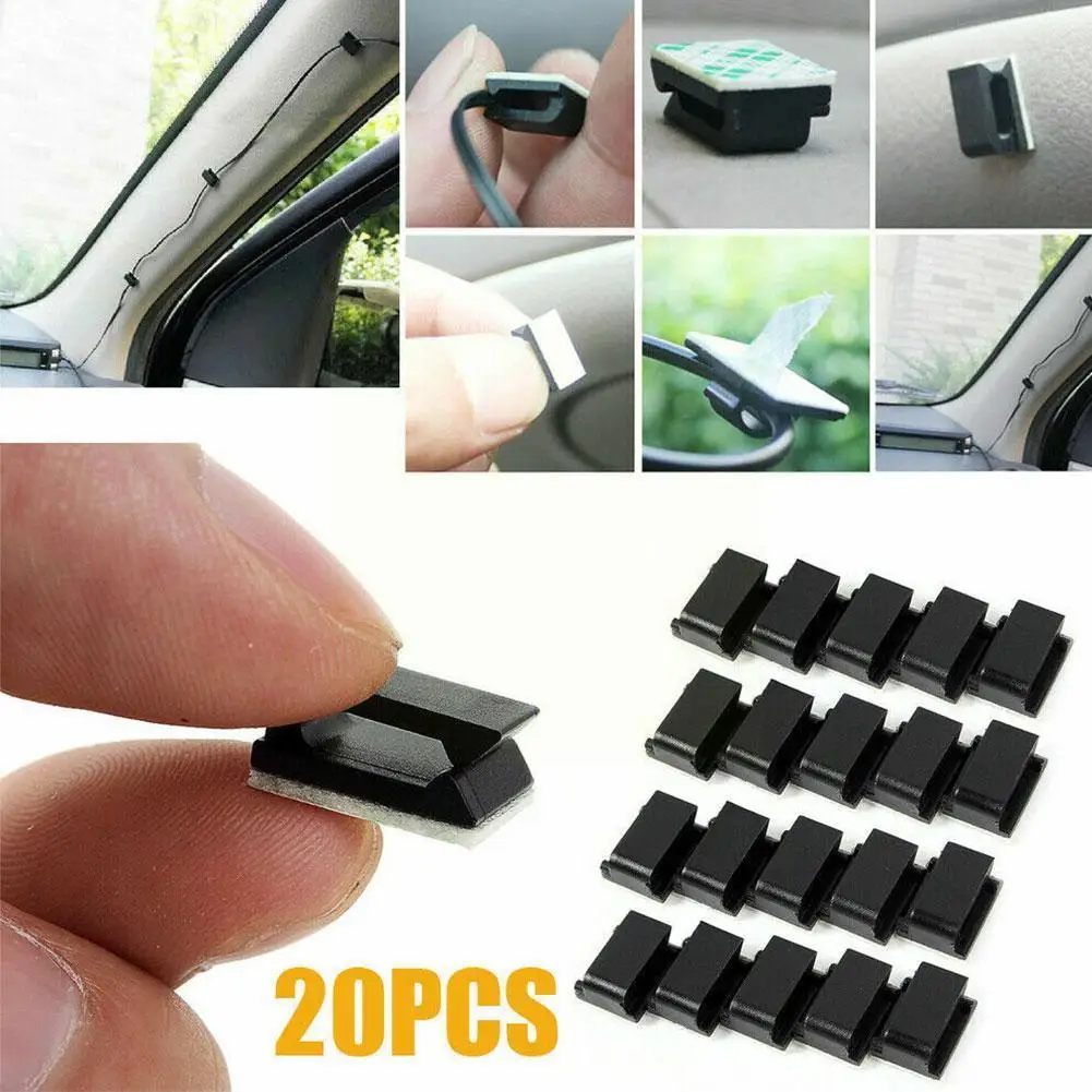 

20Pcs Adhesive Wire And Cable Holder Tie Clip Organizer Trim Drop Removal LED Gear ESC Auto Universal Steering Tool Clamp C U5N2