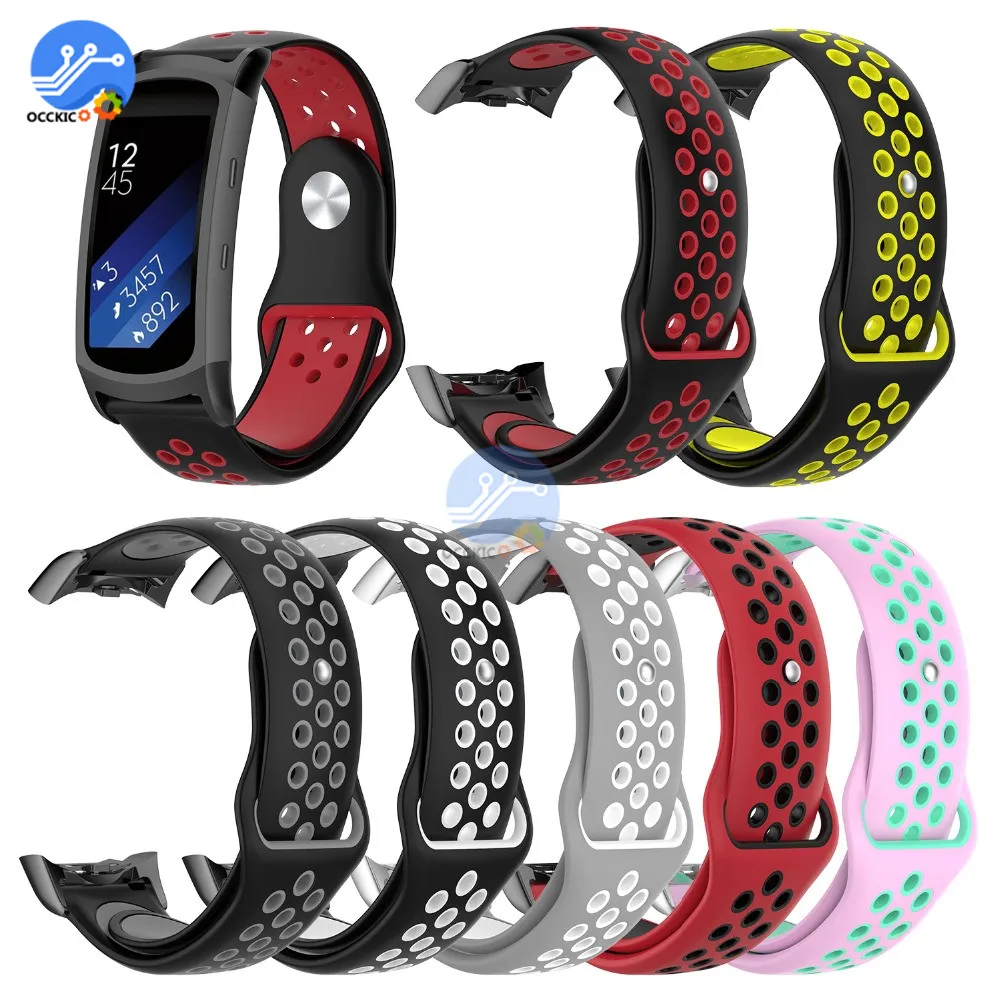 

Silicone Sport Watch Band Double Color For Samsung Gear Fit 2 Fit2 Pro Watch Bands Wrist Strap Replacement Bracelet Wristband